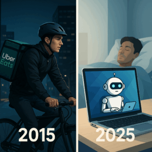 Évolution des side hustles en France entre 2015 et 2025, de Uber aux bots IA