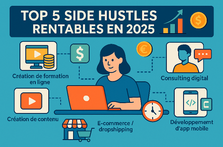 Classement des 5 meilleurs side hustles rentables en 2025 selon le temps investi – Blog CashTactik