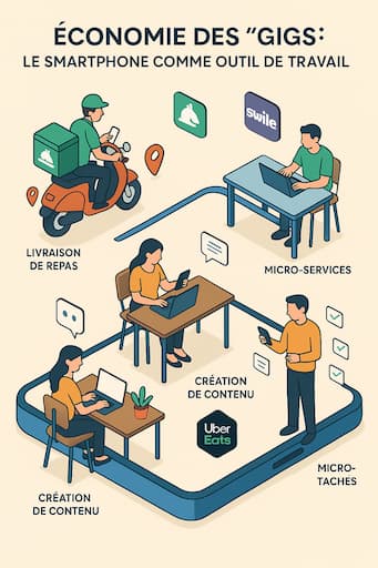 Infographie gig economy via smartphone en France